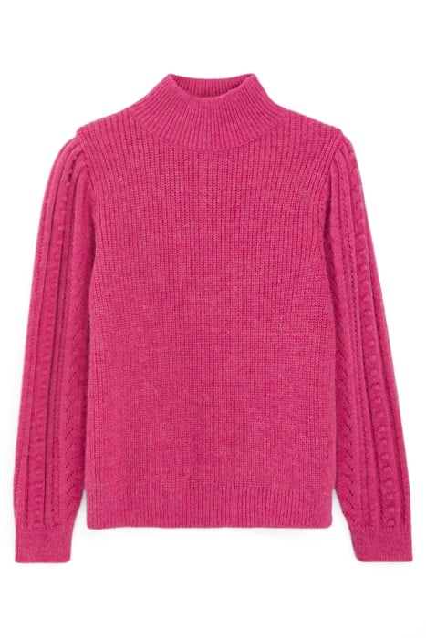 CHERRY PINK DECORATIVE KNIT HIGH-NECK SWEATER 4