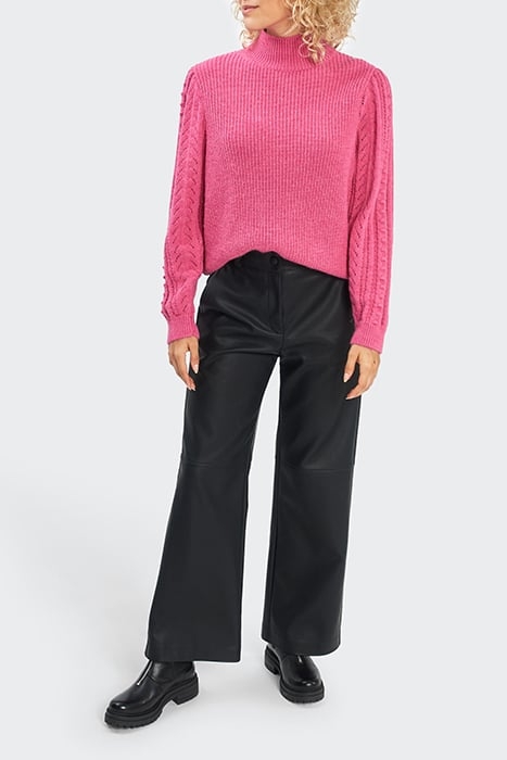 CHERRY PINK DECORATIVE KNIT HIGH-NECK SWEATER 3