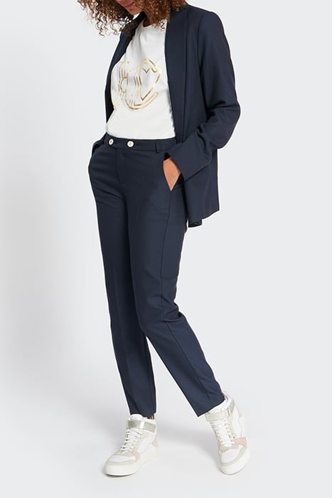 NAVY JACQUARD HOUNDSTOOTH TROUSERS 4