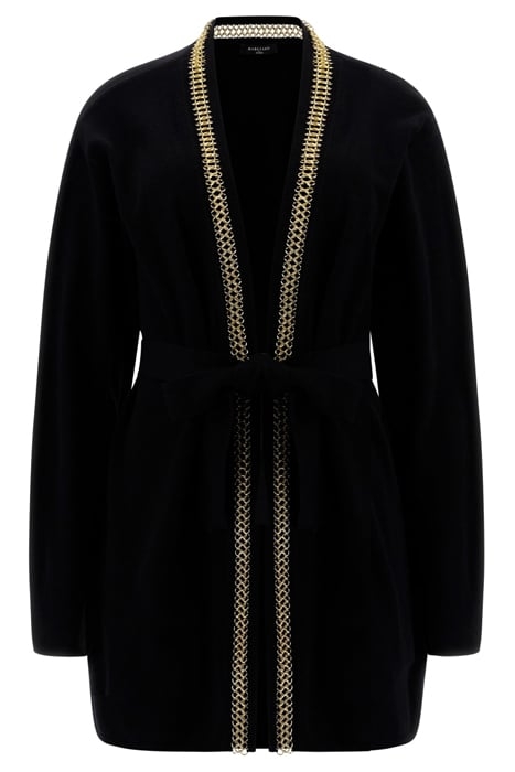 JULIA CHAIN LONG CAR JET BLACK CARDIGAN 1