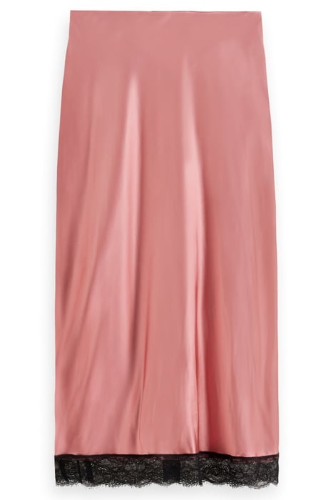 HIGH-RISE SATIN SKIRT WITH LACE DETAIL WEATHERED PINK 2