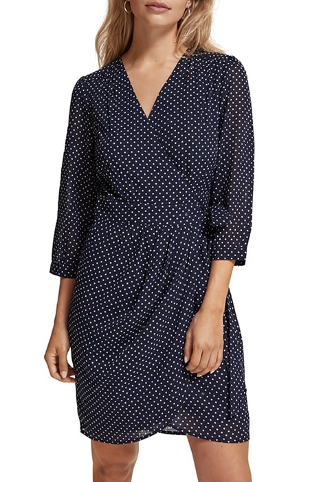 MINI WRAP DRESS POLKA NAVY BLUE 1