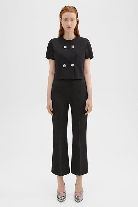 CROPPED KICK PANT IN DOUBLE WEAVE BLACK 2