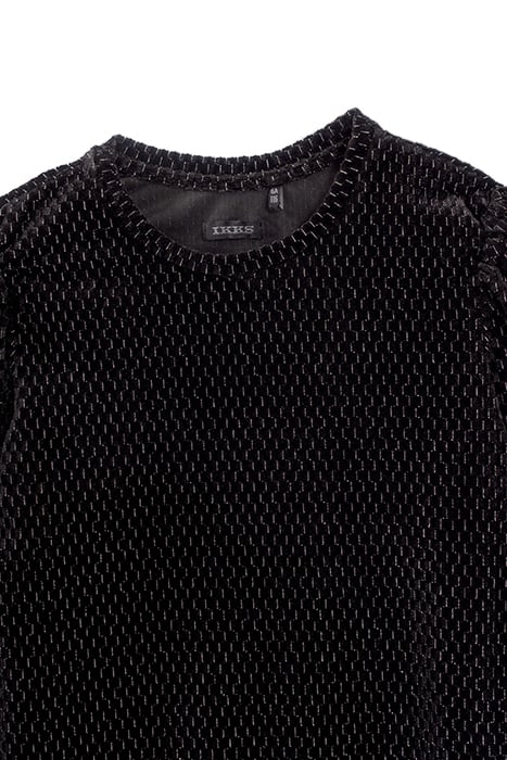 GIRLS’ BLACK TEXTURE, LUREX, JACQUARD VELVET KNIT T-SHIRT BL 3