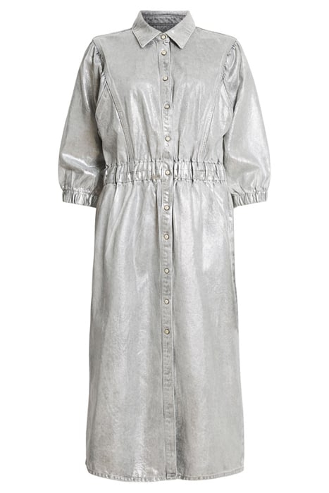 OSA DENIM DRESS METALLIC SILVER 4
