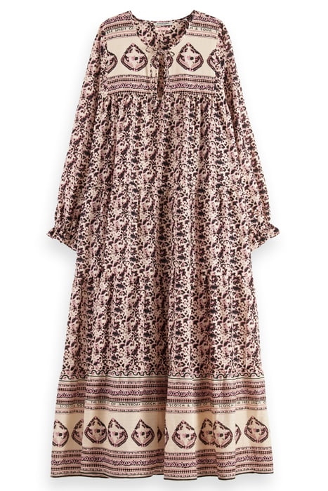 MAXI DRESS WITH FLOUNCES FLORAL BORDER 3