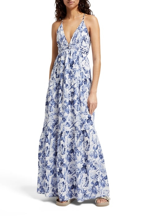 WAISTED MAXI DRESS SHELL BATIK BLUE 5