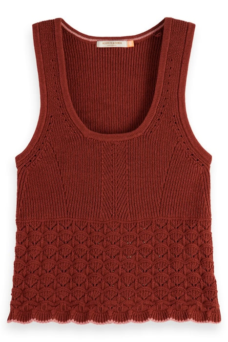 RELAXED FIT POINTELLE KNITTED TANK TERRACOTTA 1
