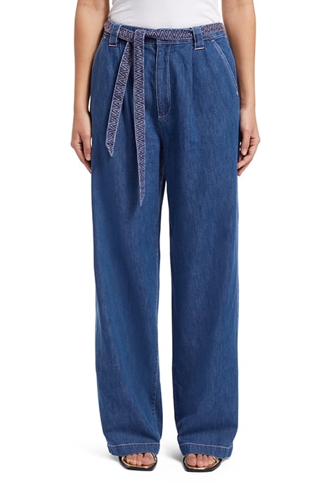 SUMMERY PANT WITH BELT — WASHED INDIGO WASHED INDIGO 1