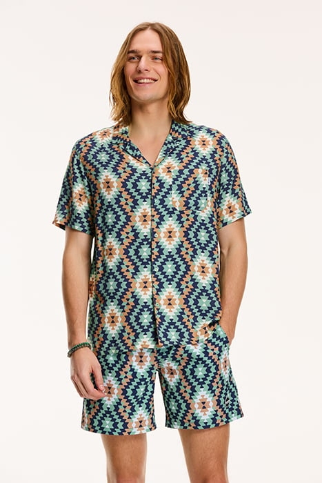 MAYAN GEO SHIRT LIGHT MOSS GREEN 1