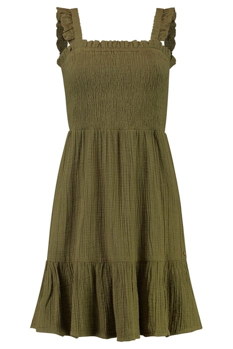 BORA-BORA DRESS MOUSSELINE WAFFLE FOREST GREEN 5