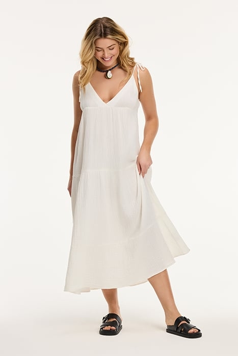 BOGOTA DRESS MOUSSELINE WAFFLE JET STREAM WHITE 1