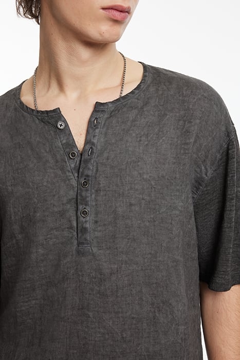 DYER REGULAR FIT SS HENLEY WITH WOVEN PA IRON GREY 3