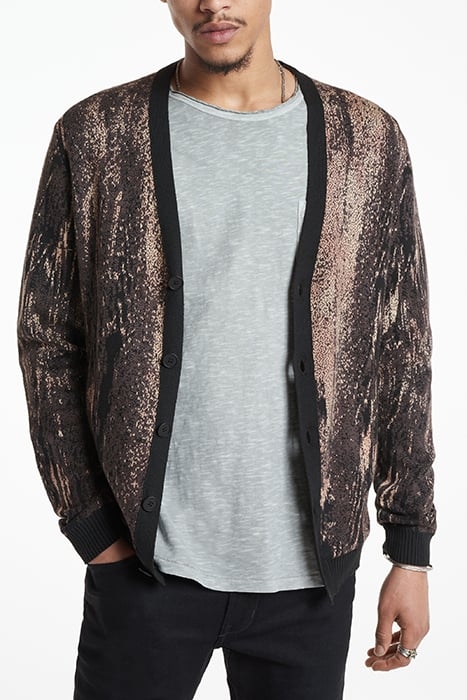 RAIDER LS WATERFALL JACQUARD CARDIGAN TERRA BROWN 1