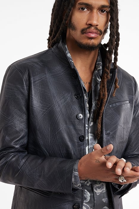 SLIM FIT MULTI BUTTON CLOSURE SOFT JACKE DUSTY BLUE 3