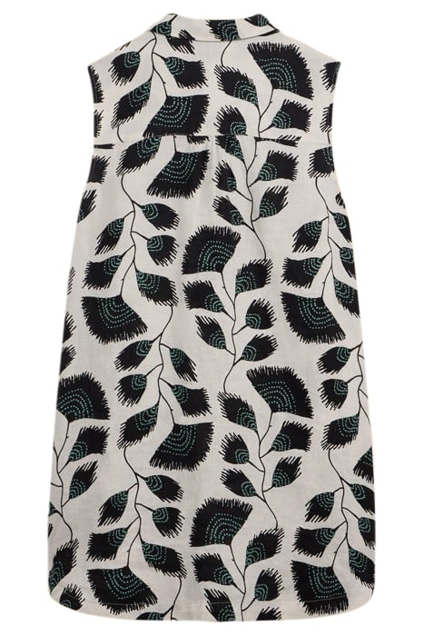 EVELYN SLEEVELE LINEN TUNIC BLACK PRINTED 2