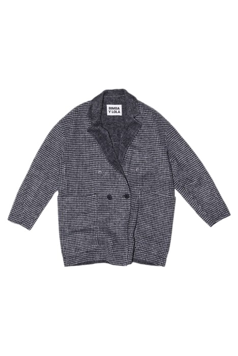 BLACK CHECKED DOUBLE-FACE COAT 3