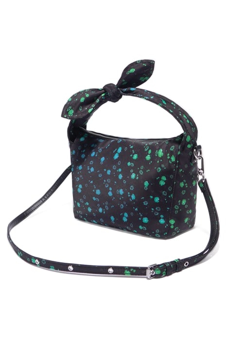 M BLACK RAINBOW FLOWERS NYLON HOBO BAG 2
