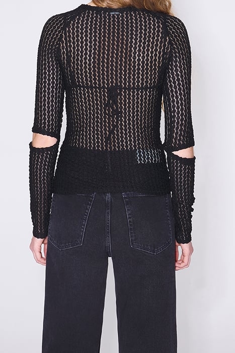 BLACK JERSEY-KNIT A-LINE T-SHIRT 2