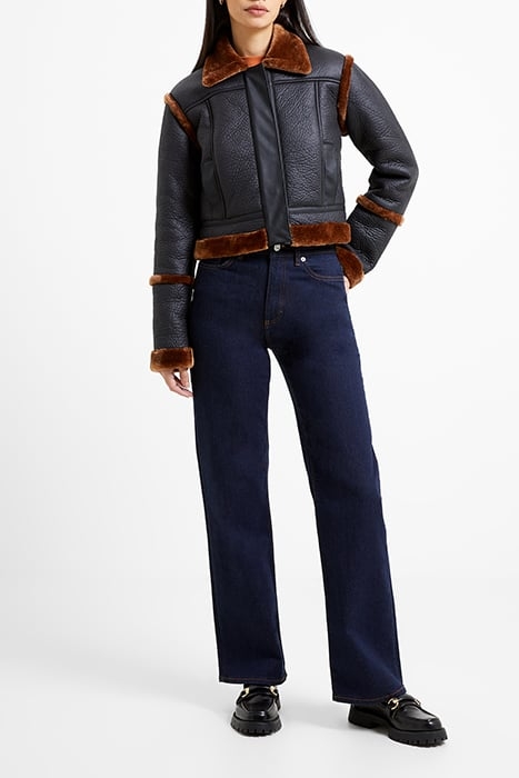 BELEN FAUX FUR L/S CROP JKT BLACK 2