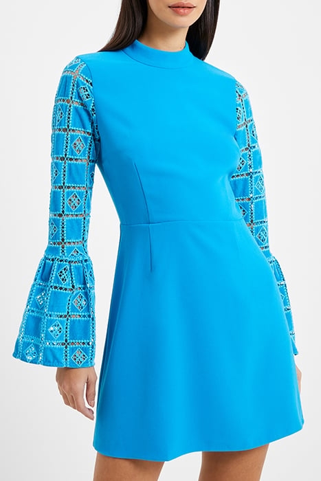 GARNET VELVET LACE MINI DRESS BLUE 4