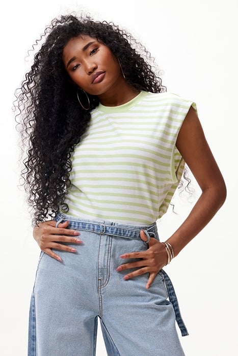 FOLDED SHOULDER SINGLET MATCHA 1