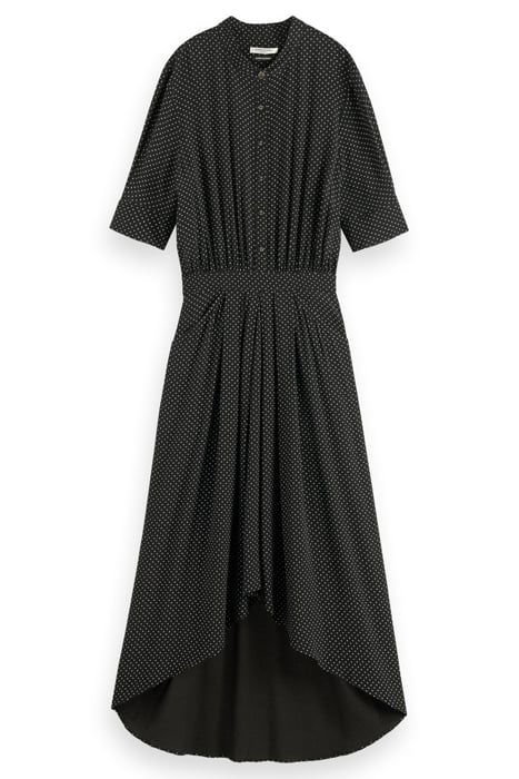 MIDI DRESS WITH HIGH LOW HEM POLKA EVENING BLACK 4