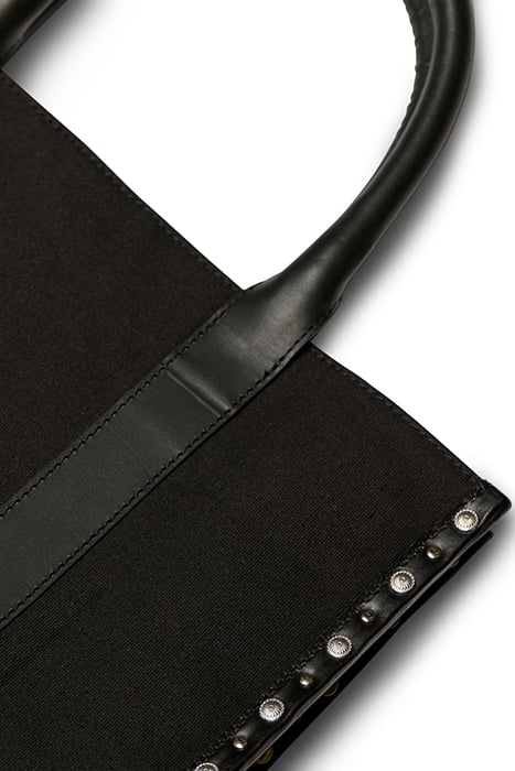 CANVAS SHOPPER WITH STUDS AND LEATHER TRIMMING EVENING BLACK 6