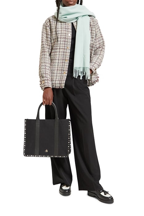 CANVAS SHOPPER WITH STUDS AND LEATHER TRIMMING EVENING BLACK 2