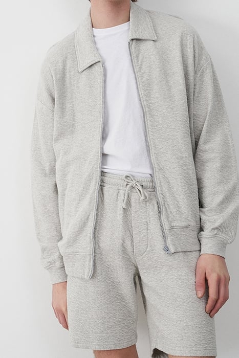 LONG-SLEEVE ZIP-NECK SWEATSHIRT GRIS CHINE 1