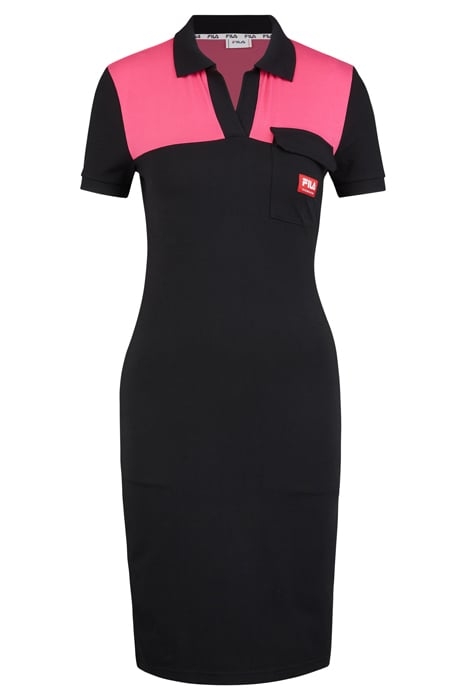 TERNI POLO DRESS BLACK BEAUTY-PINK PEACOCK 1