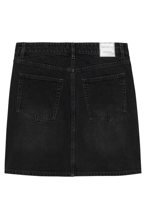 BUTTON UP DENIM SHORT SKIRT WASHED BLACK 5