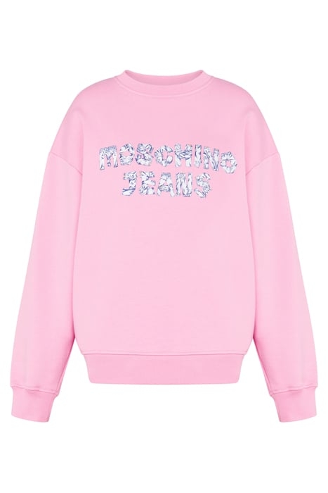 DENIM LOGO PRINT COTTON SWEATSHIRT PINK 3
