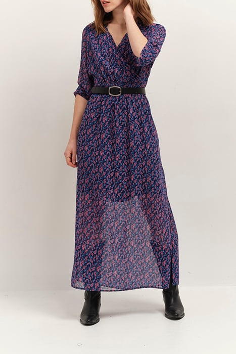 RAVNA - NAVY MAXI DRESS WITH RECYCLED POLYESTER GRAPHIC BOUQ 3