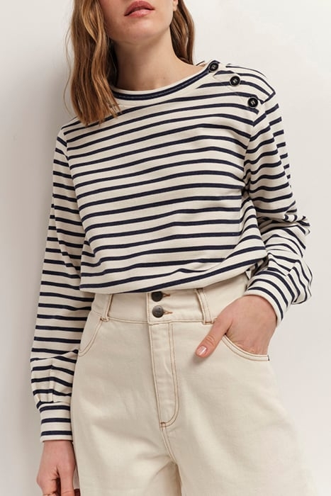 MELKER - OFF WHITE NAVY STRIPED SWEATSHIRT 1