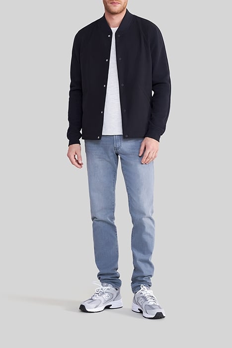 NAVY MIXED-FABRIC LIGHT PADDED JACKET 3