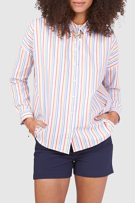 CRIMSON RED SHIRT WITH COLOURED STRIPES 1