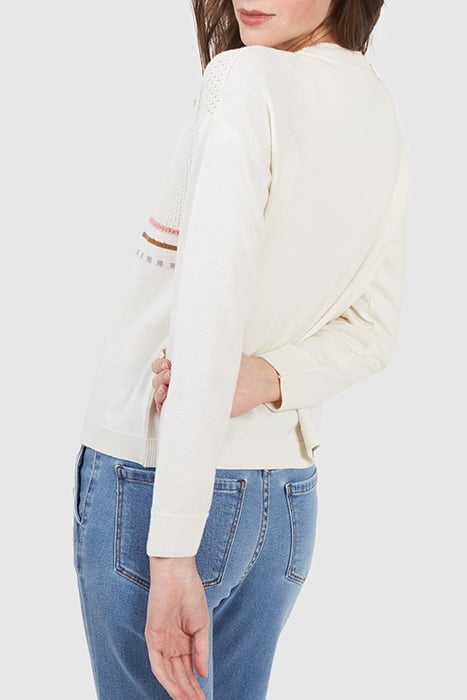 ECRU KNIT FINE-STRIPE CARDIGAN 2