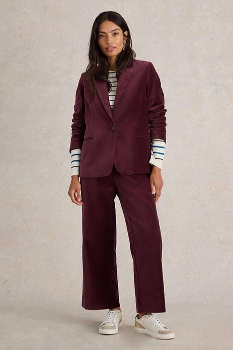 EVELYN VELVET BLAZER DARK PLUM 1