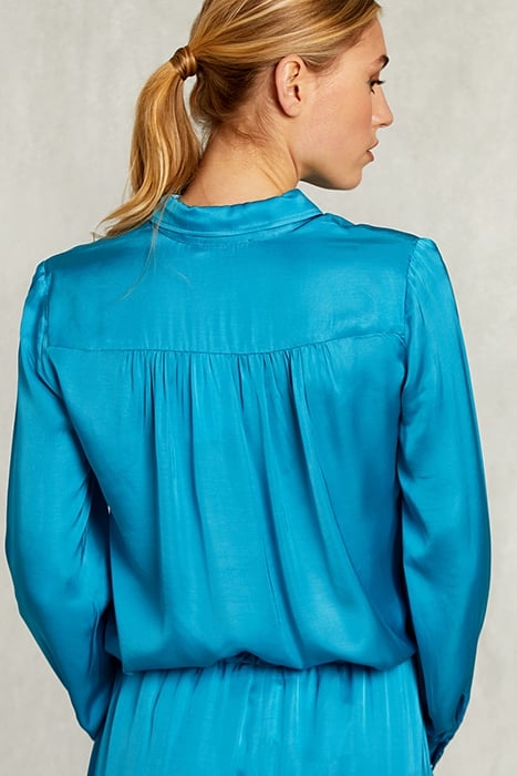 PETROL VISCOSE BLOUSE WITH BUTTONS BLUE 2
