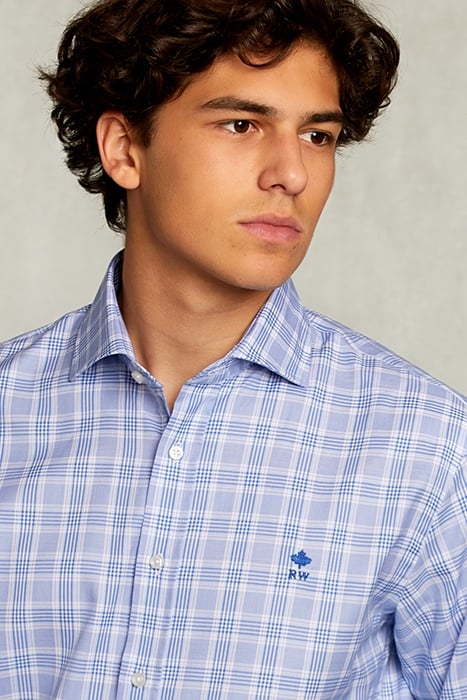 CUSTOM FIT CHECKED SHIRT BLUE/WHITE BLUE 4