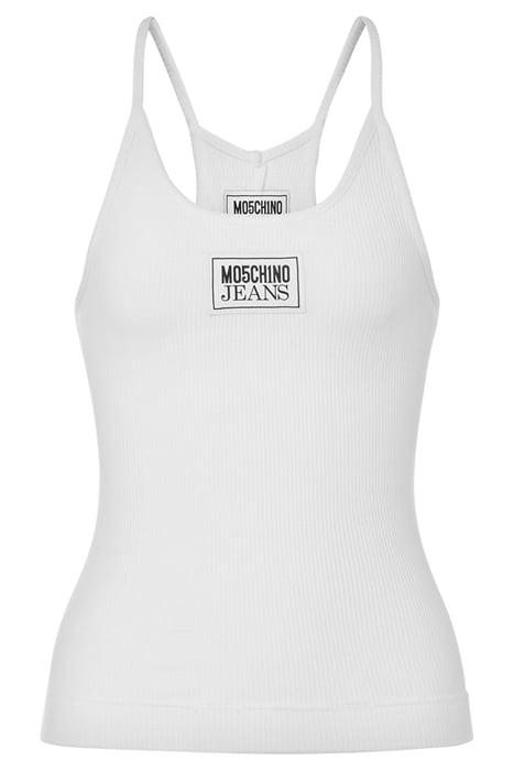 LOGO PATCH RIBBED COTTON TANK TOP WHITE 3
