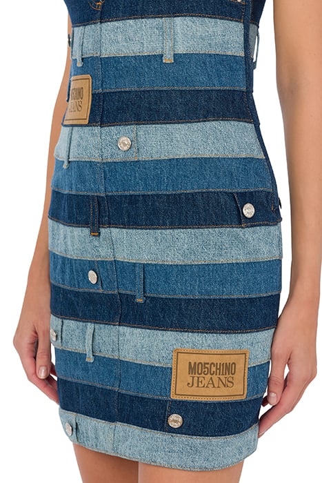 PATCHWORK DENIM DRESS BLUE 4