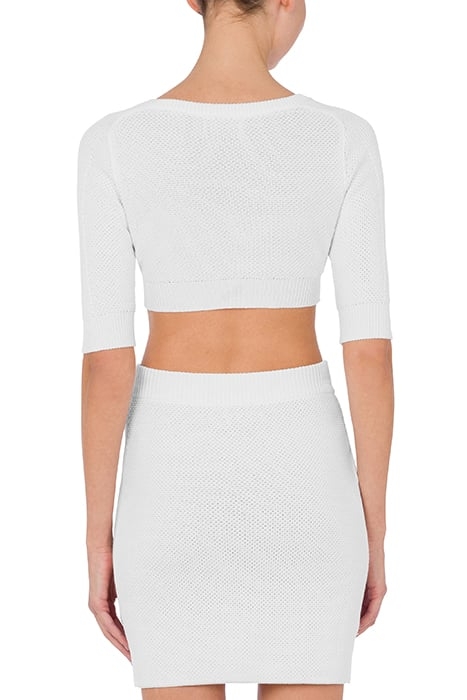 PIQUET MINI SKIRT WITH ZIP WHITE 2