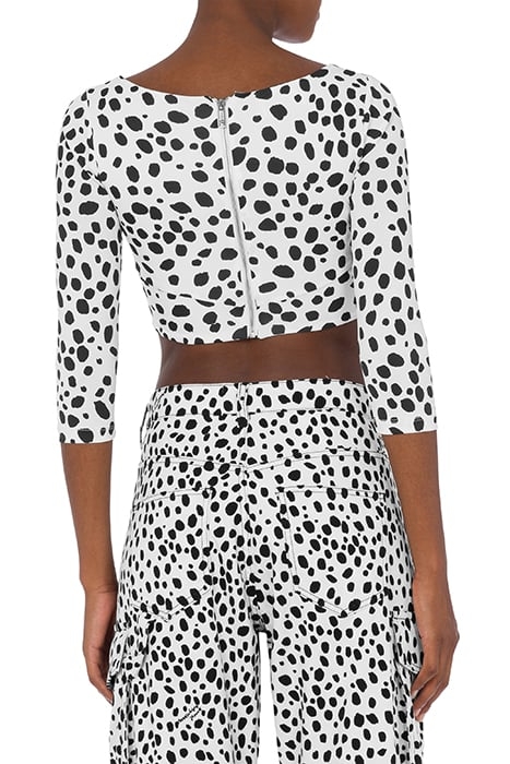 LEOPARD PRINT ORGANZA CROP TOP WHITE 2