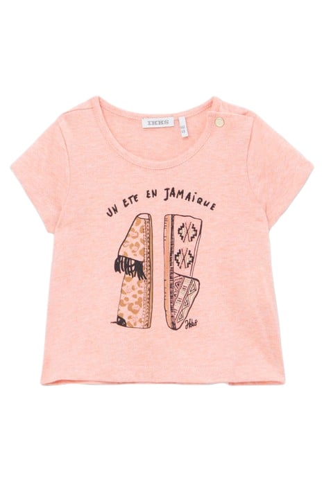 BABY GIRLS’ PEACH T-SHIRT, EMBROIDERY & ESPADRILLES IMAGE 1