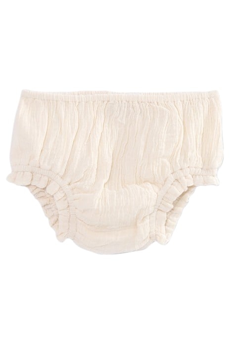 BABY GIRLS’ ECRU DRESS WITH PEACH WOVEN STRIPES & BLOOMERS 3