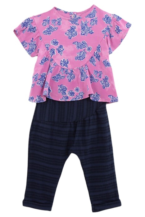 BABY GIRLS’ MAUVE TOP AND NAVY TROUSERS OUTFIT 1