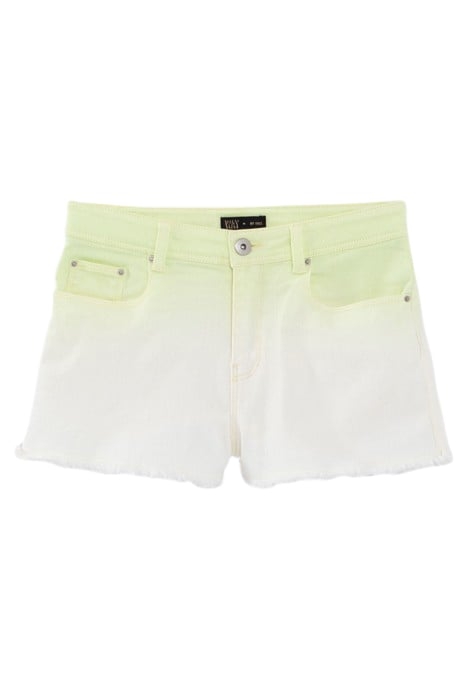 GIRLS’ NEON YELLOW DEEP DYE SHORTS WITH FRINGED CUFFS 1