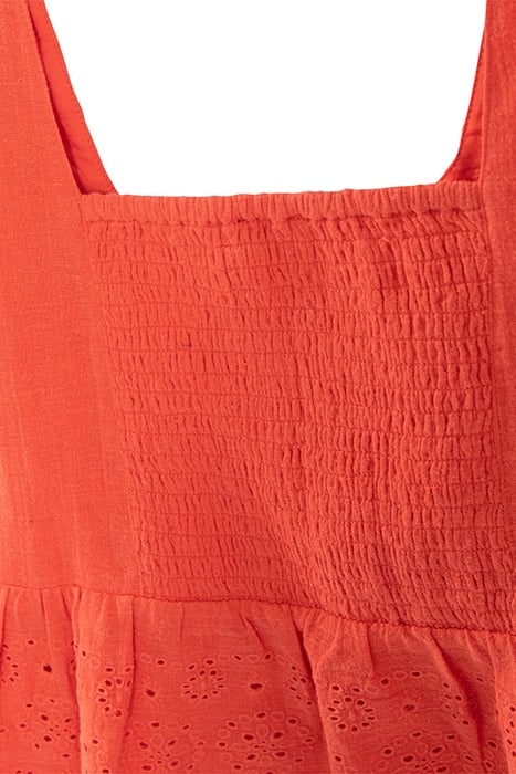 GIRLS’ RED SQUARE NECK TOP WITH EYELET EMBROIDERY 5